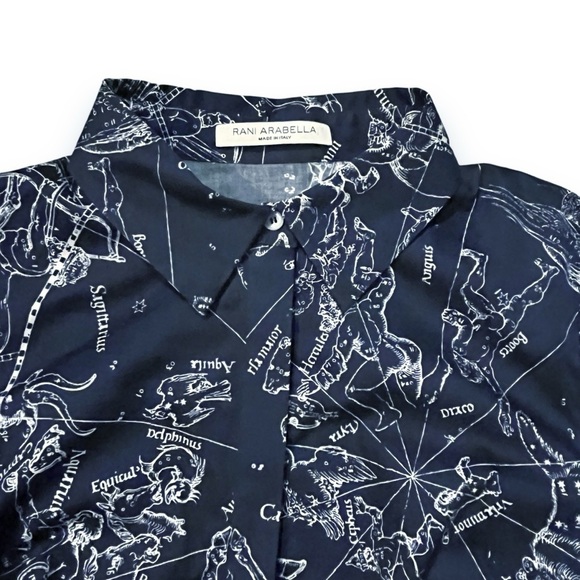 Rani Arabella Midi Shirt  Dress Celestial Zodiac Print Pockets Navy Italy Large - Picture 1 of 7